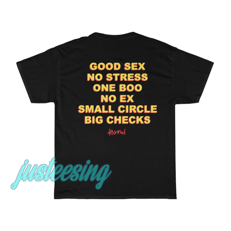 Good Sex No Stress One Boo No Ex Small Circle Big Checks T Shirt Back