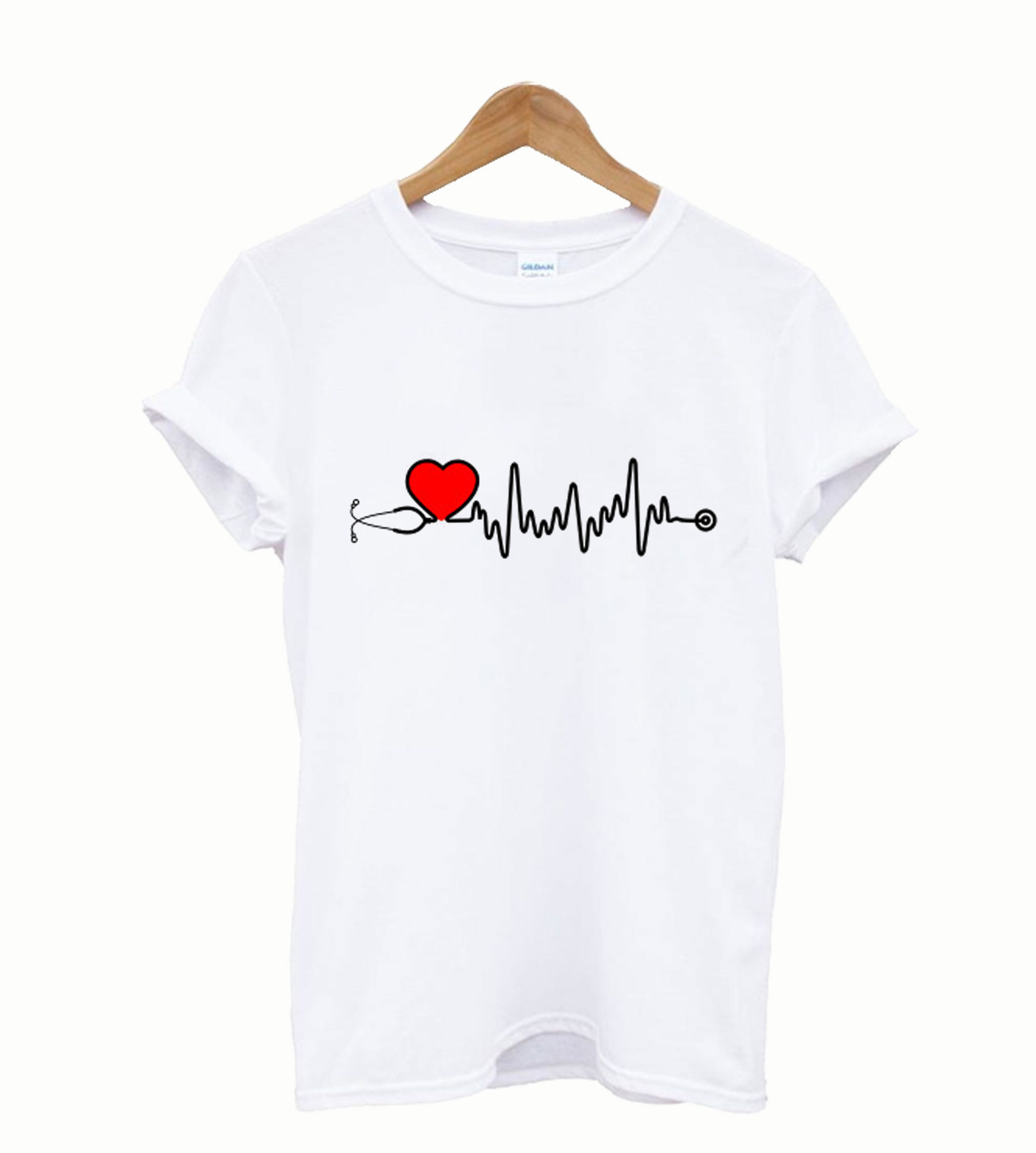 t shirt with stethoscope around neck